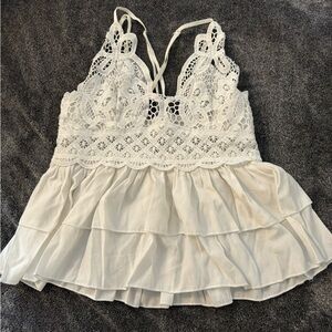White Lacey Tank Top SHEIN brand